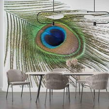 3D Beautiful Peacock Feather Wallpaper Wall Mural Peel and Stick Wallpaper 456