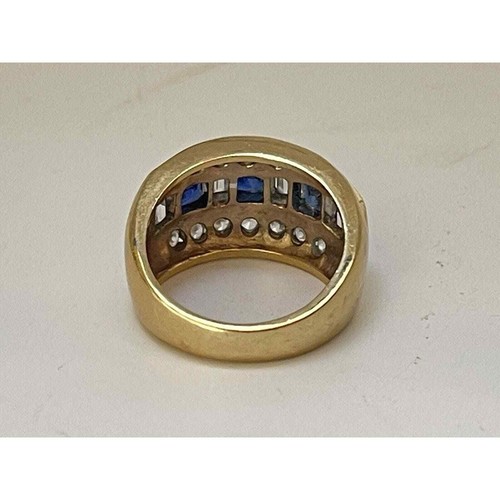 Blue Sapphire Size 5 Band Ring CZ Gold HCE over 925 Sterling Silver 5g TW - Picture 3 of 15