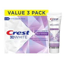 Crest 3D White Brilliance Toothpaste 4.6 Oz Pack Of 3 Vibrant Peppermint Flavor