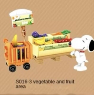 Peanuts Snoopy Supermarkt Blöcke Box Obst und Gemüse Steine Set Geschenk