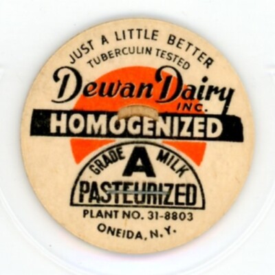 Milk Bottle Cap - Dewan Dairy Inc. - Oneida, NY (New York)- Just A Little Better