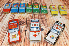Lot of 11 Japanese Japan Fricton Tin Toy Cars Police Ambulance Fire ice cream be