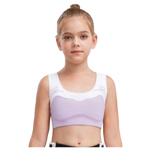 Mädchen Trägershirt Pubertät Crop Top Lauf BH Yoga Büstenhalter Training Bralette Wandern - Bild 32 von 59