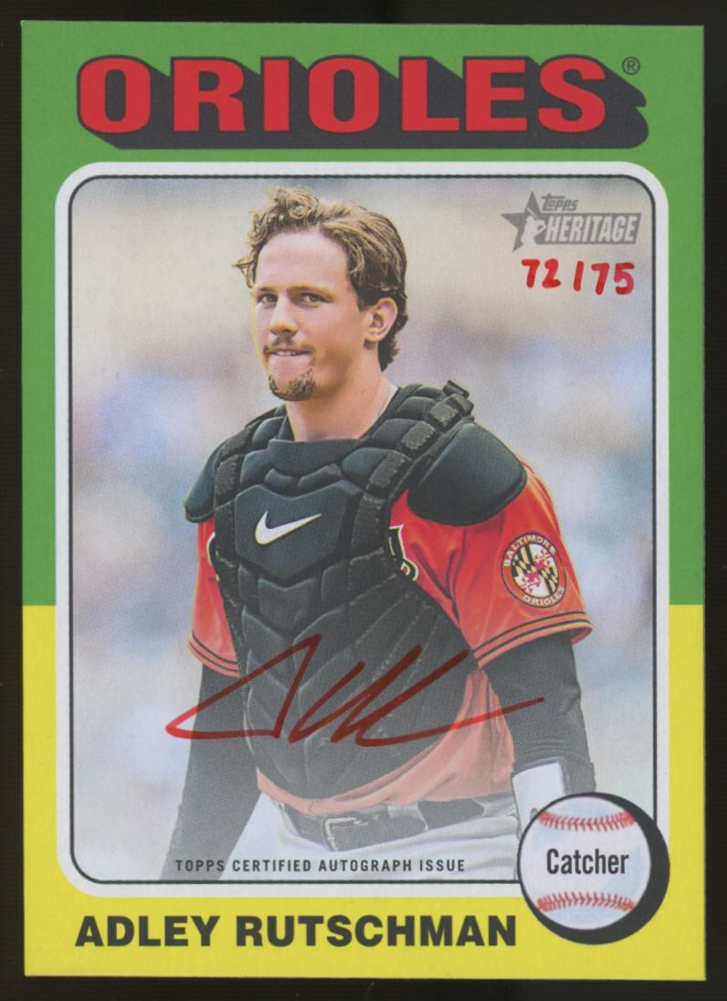 2024 Topps Heritage Adley Rutschman Real One Auto Red Ink /75 #ROA-AR