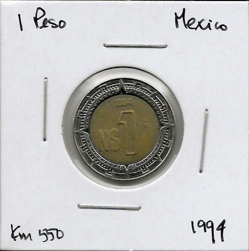 World Coins - Mexico 1 Nuevo Peso 1994 Bimetallic Coin KM# 550 - Picture 3 of 3