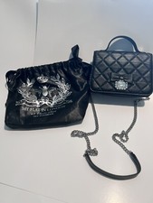 My Flat In London, Black Quilted, Leather, Rhinestone With Bag, Nwot