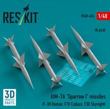 AIM-7A "Sparrow I" missiles 4 pcs F-3H Demon, F7U Cutlass 1/48 Reskit RS48-0454
