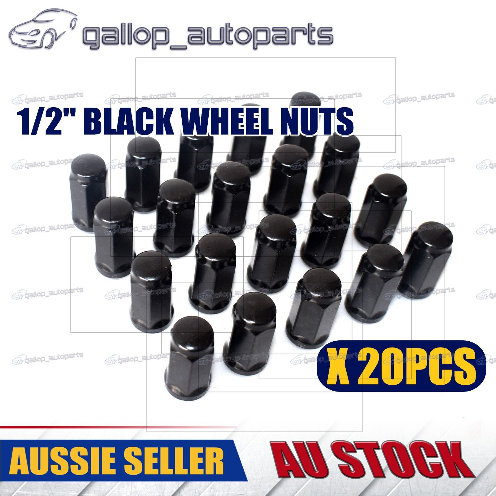 20 x 1/2" black wheel nuts Steel 45mm Long For Ford Falcon FG BF AU EL