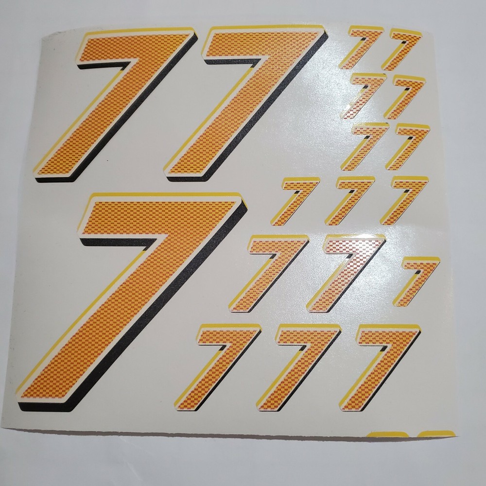 Carbon Fiber w/ Yellow & Black #7's Racing Decal Sheet 1/8-1/10-1/12 RC Models