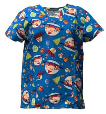 Women Fashion Christmas Medical Scrub Santa Is from Mars Royal 2XL