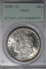 1885 O $1 PCGS, MS 63, Morgan Silver $1, Miss Liberty Head Dollar