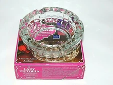 Vintage Lady Victoria Fine Crystal Ashtray Chantelle Pattern Heavy Duty France