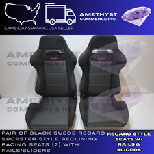 Pair 2 Reclinable Slider Seats For Recaro Style Sr-3 Custom Seat Sportster