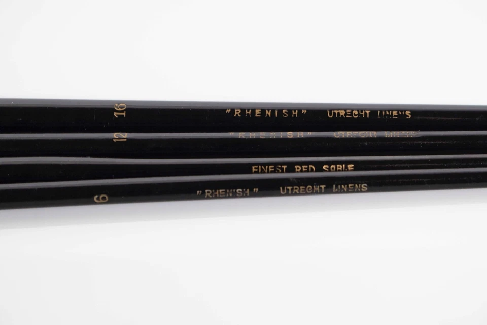 Raro Utrecht Rhenish Linens Red Sable Cepillo Lote de 4 Talla 6 8 12 16 W. Alemania Foto 3 de 4