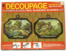 Vintage Currier  Ives Decoupage Kit Two Summer Scenes 661 New Sealed