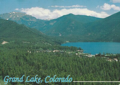Postcard Grand Lake Colorado Photograph Mountains Aerial Vintage  Posted