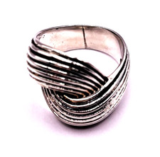 STUNNING TWIST WAVE KNOT ROPE SIZE 8.75 STERLING .925 SILVER RING C5
