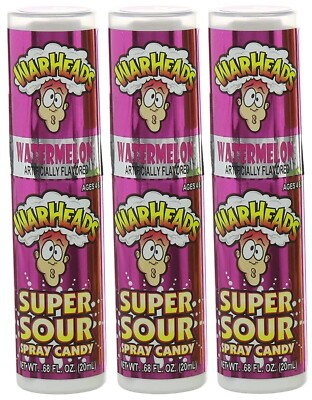 3x Warheads Super Sauer Wassermelonen Spray Bonbons 20ml