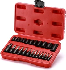 25PCS Torx Bit Socket Set-Torx and External Socket Set 1/4 3/8 and 1/2 Drive NEW