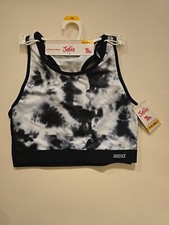 Size 34 Girls 2 Pack Sports Bras Justice Black Tie Dye White Oh So Soft Athletic