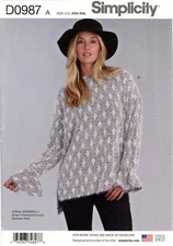 Simplicity D0987 Knit Minidress, Tops & Tunic Sz XXS-XXL UNCUT Pattern 8738