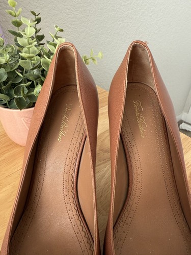 Brooks Brothers Genuine Leather Pointed Toe Slip On Pumps Brown Modest Formal 8 - Picture 7 of 10