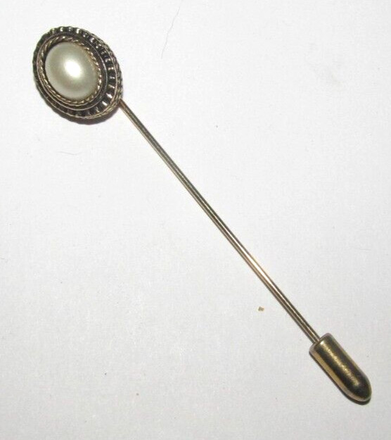 Vintage Sarah Coventry Faux Pearl and Gold Tone Brooch Stick Hat Pin