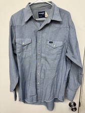 Wrangler Vintage Western Pearl Snap Button Up Shirt Size 16-1/2 x 33 Made USA