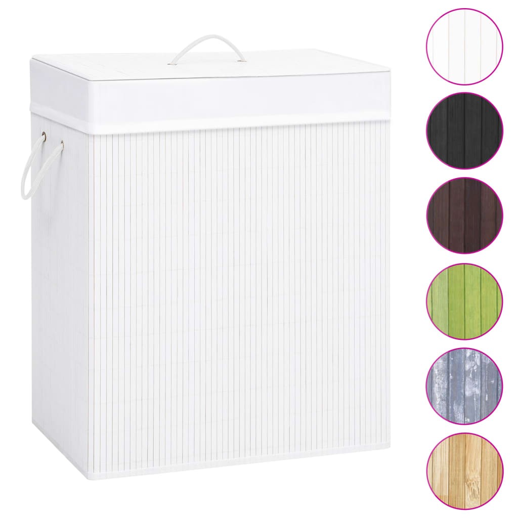 Cesto Portabiancheria Ecosostenibile Bambù Bianco 83L - Naturale