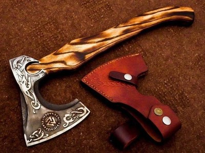 Handmade Viking Axe   Carbon Steel Bearded Hatchet for Camping, Hunting & Gifts