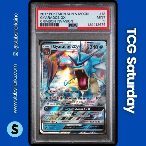 2017 POKEMON SUN & MOON CRIMSON INVASION #18/111 GYARADOS GX PSA 9