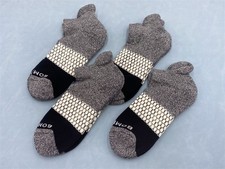 4 Pairs Bombas Socks Honeycomb Tri-Block Black Gray Ankle Socks Men's Size M 6-9