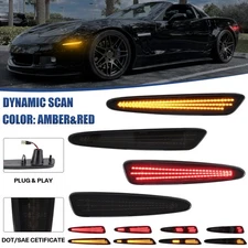 For 2005-2013 Chevy Corvette C6 Front Rear Sequential LED Side Marker Light Lamp