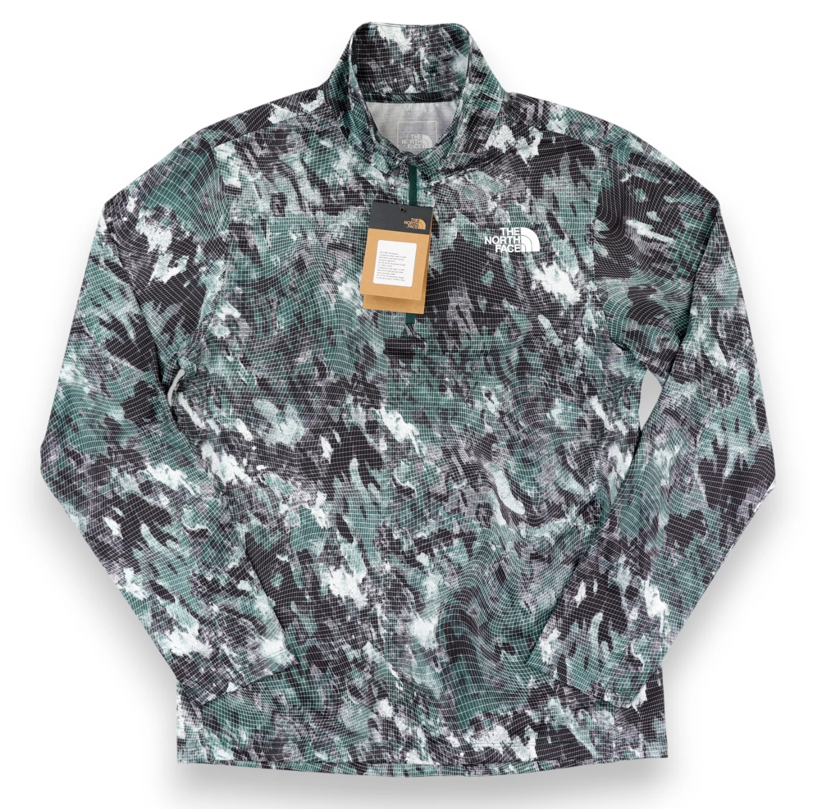 The North Face 24/7 1/4 Zip Tee Pullover Mens Medium Green Camo Lightweight NWT