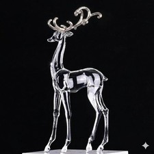 Large 18" Clear Acrylic Reindeer with Silver Antlers Christmas Decoration Indoor