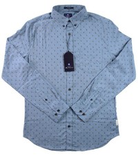 Ben Sherman Mens Shirt S Long Sleeve Button Front Classic Fit Stretch Blue 99