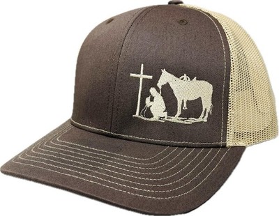 DALLY Up Praying Cowboy Snapback Hat Brown Tan Western Lifestyle Cap