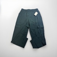 A. New Day Pants Womens S pull on relaxed casual high rise green Side Pockets