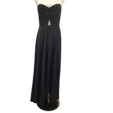 LULU'S SZ S Black Satin Bow Strapless Maxi Formal Party Prom Dress NEW B157