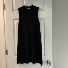 Rag & Bone/JEAN Knee Dress Womens Sz S Black Sleeveless Mock Neck Casual Office