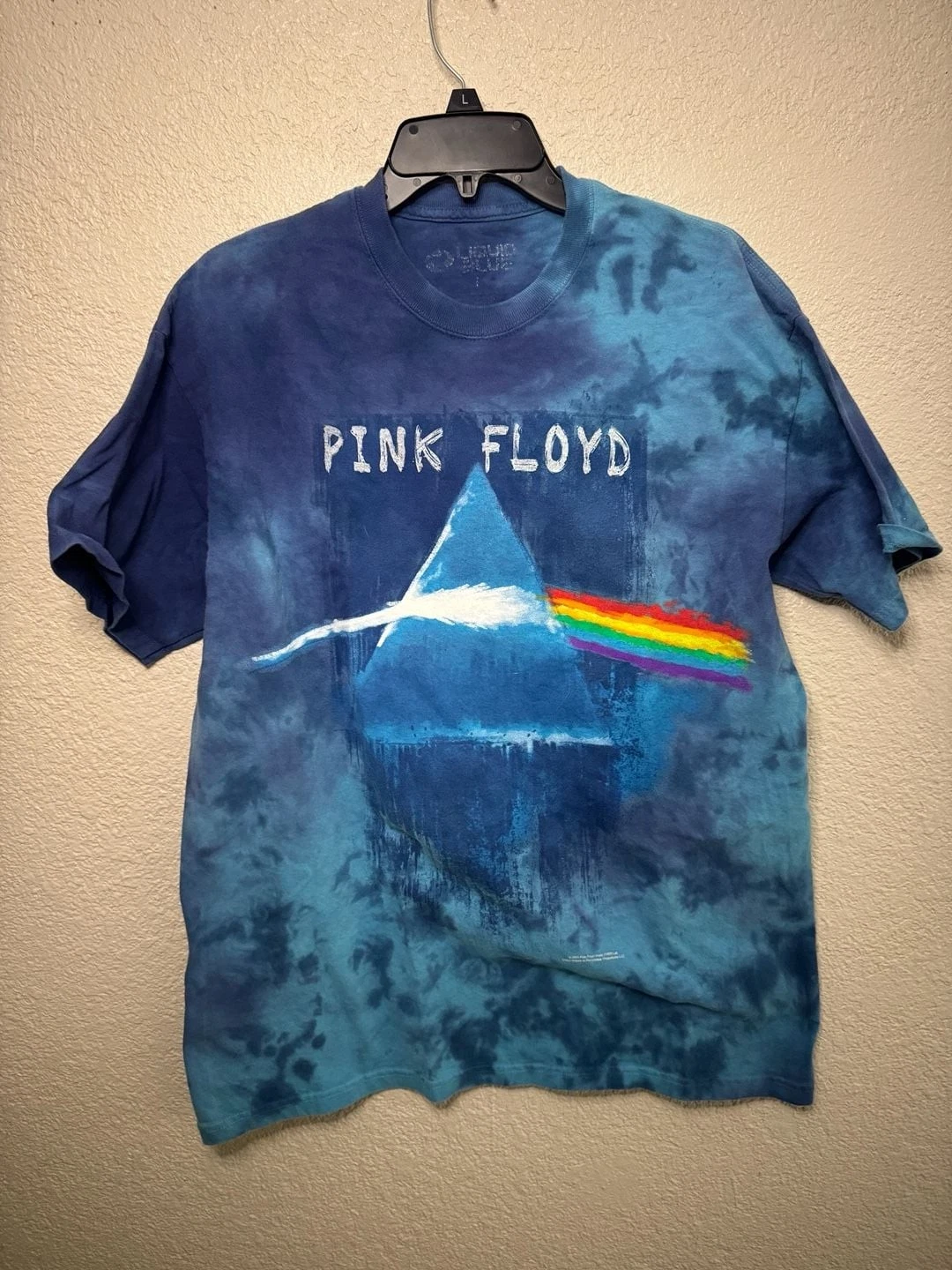 Liquid Blue Pink Floyd Dark Side of the Moon Tie Dye T-Shirt Size L