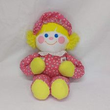 Vintage Fisher Price Crib Friend 1984 Rattle Squeeze Girl Plush Doll 1351 Pink