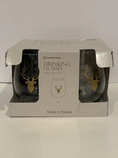 Drinking Glasses W/ Deer Print. 4 Pieces. 21 Fl. Oz.