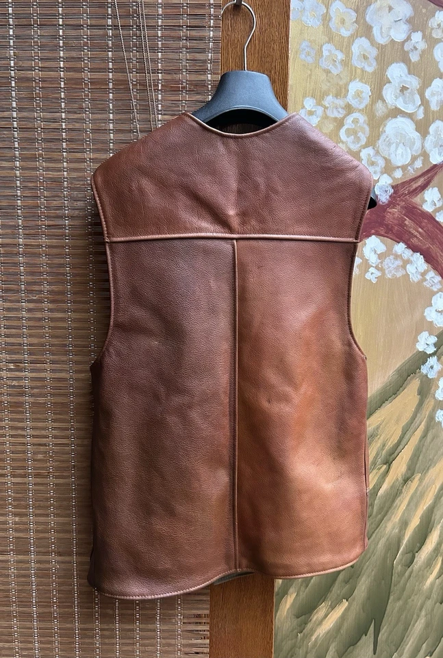 Vintage Moss Leather Goods Brown Leather Jerkin Jacket Vest - Image 2 of 4
