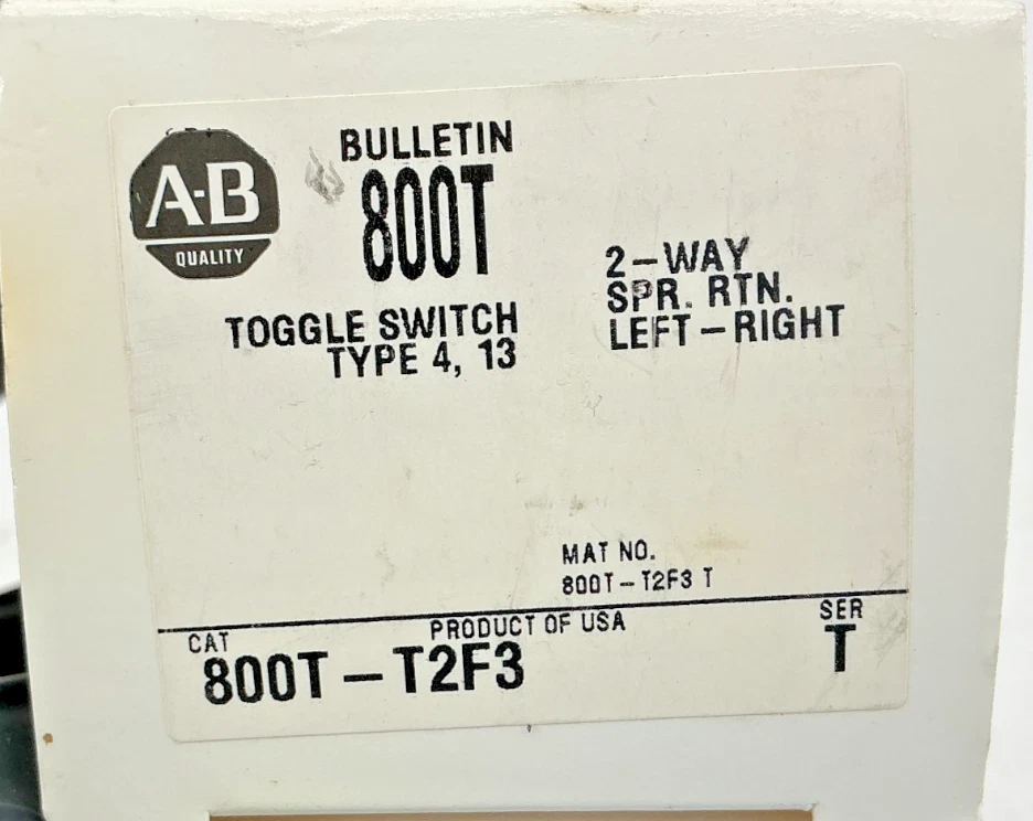 New Allen Bradley 800T-T2F3 Ser T Toggle Switch 2-Way Spring Return Left/Right - Image 4 of 4