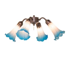 Meyda Lighting 19" Wide Pink/Blue Tiffany Pond Lily 4 Fan Light- 261508