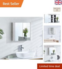 Tiano Stainless Steel Mirrored Wall Cabinet - Four Shelves & Soft-Close Design