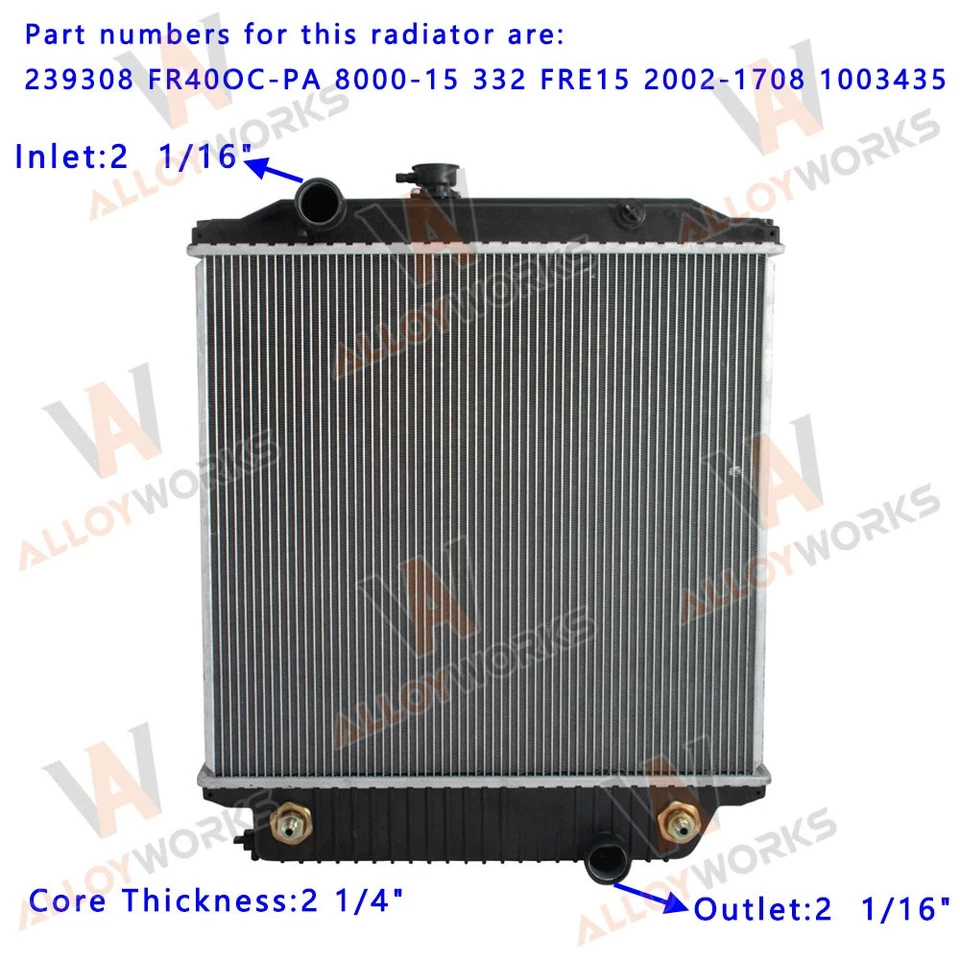 Radiator For 2000-08 Freightliner MT45,1999-02 MT55,1998 FLD112 23 7/8"x 25 1/8" Foto 2 de 4