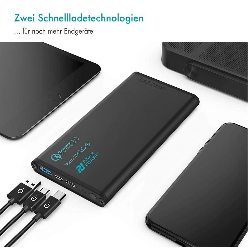 Powerbank Zusatz-Akku 12.000mAh USB-C Ladegerät für Tablet PC iPad Pro 3 4 Air 4 - Bild 3 von 4
