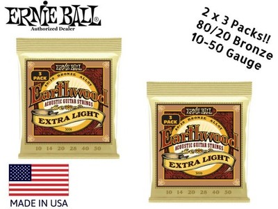 **6 PACK! ERNIE BALL EARTHWOOD 80/20 BRONZE ACOUSTIC GUITAR STRINGS 3006**